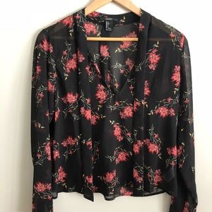 Forever 21 woven floral button-cuff long sleeve.